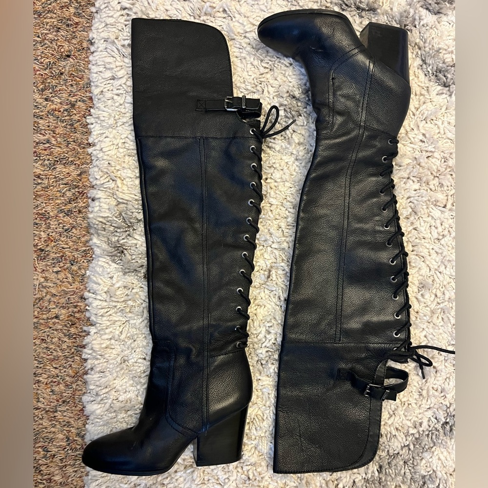 Circus by Sam Edelman thigh high black heeled boots